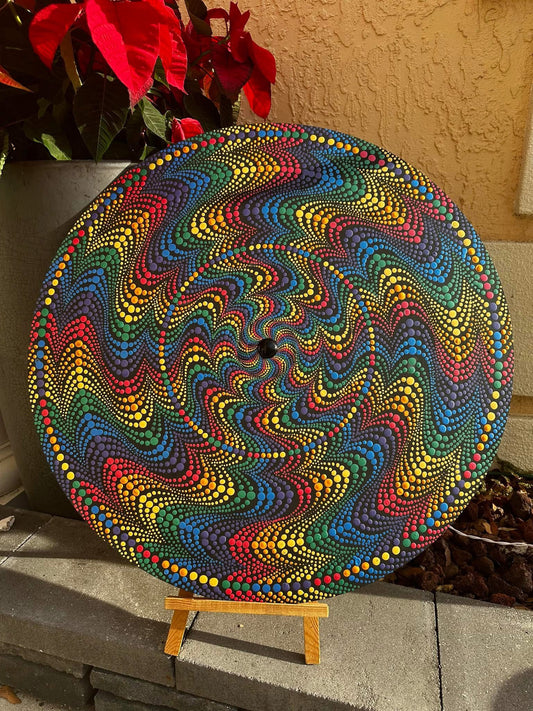 24" Rainbow Vortex Dot Mandala