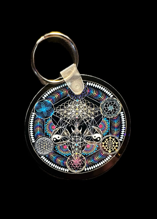 Geometric Tree of Life Key Chain