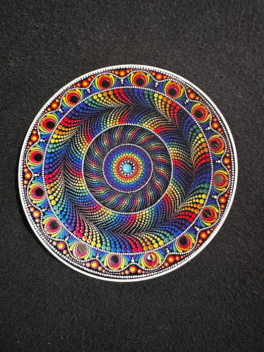 3" Rainbow Dot Mandala Sticker